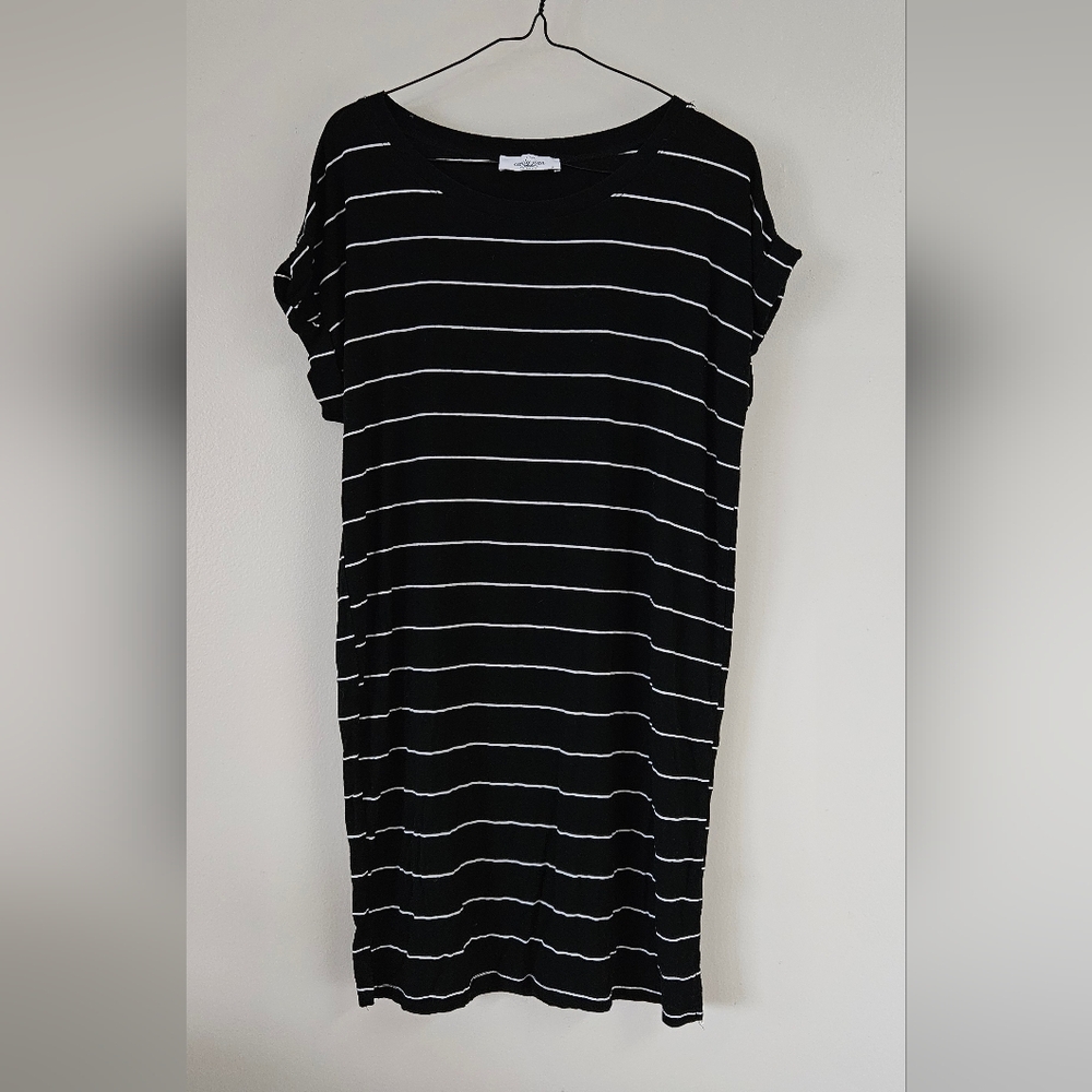 Black and White Striped T Shirt Dress